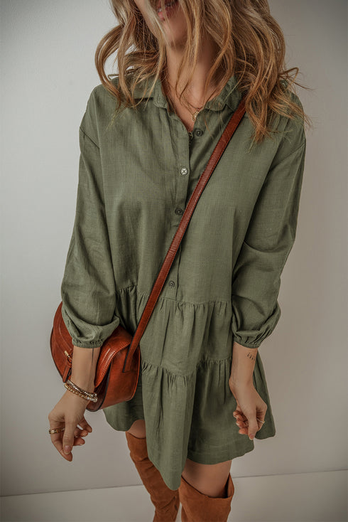 tiered-collared-neck-balloon-sleeve-shirt-dress OhSoStyled - Sophia's Style-5